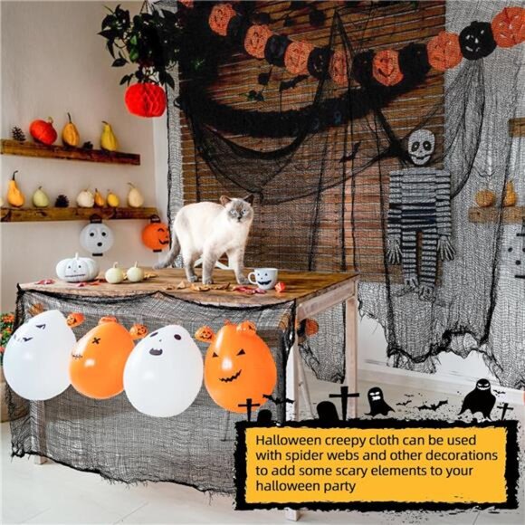 Halloween creepy cloth spooky gauze black white scary fabric haunted house decor - Picture 6 of 7